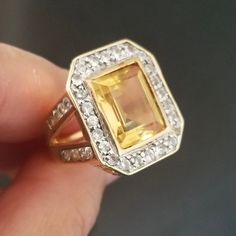 Comes With A Nice Gift Box. Truly An Excellent Deal! Stunning Piece! Huge Statement Ring. 100% Genuine Citrine And White Topaz. Exactly As Photos. Solid 14k Stamped, Also Verified & Tested By Jeweler. Heavy Approx 9.1 Grams!!! Center Stone Is Approx 5cts!!! Sparkling Topaz Are Approx 3cts. Size 7.25. I Collect And Only Sell Genuine Gems Jewelries, So If You Are Into Fine Jewelries, Checkout My Closet For More Nice Pieces. Sorry This Item Cannot Be Bundled With Any Other Items. As Always, Reasona Yellow Topaz Emerald-cut Ring In Fine Jewelry, Yellow Emerald Cut Topaz Ring In Fine Jewelry Style, Yellow Emerald-cut Topaz Ring Fine Jewelry, Classic Yellow Topaz Ring With Emerald Cut, Classic Emerald Cut Yellow Topaz Ring, Classic Yellow Emerald Cut Topaz Ring, Yellow Topaz Ring With Center Stone For Formal Occasions, Formal Yellow Topaz Ring With Center Stone, Yellow Topaz Center Stone Ring In 14k Gold