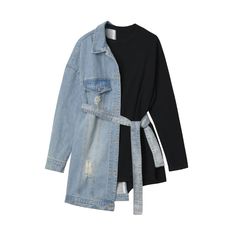 Paneled denim belted jacket Mode Grunge Hipster, Mode Hippie, Gorgeous Outfits