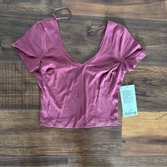 Brand New, Dusty Pink/Purple Lululemon Align Shirt. Size 6 Pink Ladies Outfit, Purple Lululemon, Swiftly Tech Short Sleeve, High School Outfits, Wrap Shorts, Stripped Tops, Purple Tank Top, Crew Neck Tshirt, Lululemon Tops