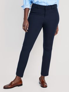 contoured waistband hook-and-bar closure zip fly hip pockets faux-welt back pockets sits at belly button fitted hip and thigh hits at ankle regular inseam: 27" petite inseam: 25" tall inseam: 31" models are approx.  5'9" and wear sizes s (size 4), l (size 12), and xl (size 18)Machine wash cold, gentle cycle, line dry.  cotton 55% spandex 8% rayon 37% Fitted Jeans With Pockets, Ankle-length, Fitted Jeans With Pockets And Ankle-length, Fitted Ankle-length Jeans With Pockets, Fitted Ankle-length Jeans, Slim Fit Ankle-length Jeans For Workwear, Non-stretch Mid-rise Bottoms With Belt Loops, High Waist Jeans With Zip Fly For Work, High Waist Jeans For Work With Zip Fly, Slim Fit Straight Leg Pants With Zipper Closure