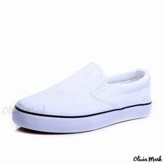 Olivia Mark - Reniel Canvas Slip-On Sneakers in Pure Black - Low-cut Breathable Work Shoes with Universal Stylish Design Canvas Flats, Canvas Shoe, Pure Black, Toe Designs, Black Canvas, Work Shoes, Slip On Sneakers, Metal Buckles, High Heel Sandals