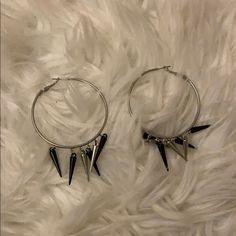 Never Wore Because Hoops Weren’t My Style Punk Style Metal Hoop Earrings For Party, Edgy Metal Hoop Earrings For Party, Punk Metal Hoop Earrings, Silver Punk Hoop Earrings For Party, Black Punk Hoop Earrings, Punk Style Black Hoop Earrings, Earrings Grunge, M Jewelry, Hook Earrings