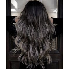 Virgin Hair Injection Tape In  #1b/silver/1b Hair Balayage Black, Balayage Black, Types Of Hair Extensions, Ash Hair Color, Lighter Hair, Gorgeous Hair Color, Brown Hair Balayage, Hair Balayage, Hair Stylist Life