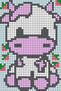 a cross stitch pattern with an image of a pink and black cat on it's face