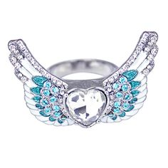 "Angels Among Us" Heart & Angel Wing Ring | Angel Jewelry Silver Heart Shaped Metal Ring, Silver Heart Ring For Parties, Wing Ring, Angel Wing Ring, Angel Ring, Angel Wings Heart, Angel Jewelry, Angels Among Us, Angels In Heaven