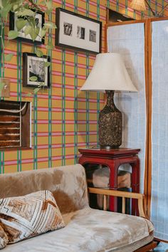 Vibrant Plaid Spectrum Peel and Stick Wallpaper or Unpasted Fancy Bathroom Ideas, Dark Yellow Background, Peel Off Wallpaper, 1940s Wallpaper, Bathroom Wall Mural, Eclectic Minimalist, Wall Makeover, Tree Wall Murals, Nursery Wall Murals