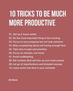 the 10 tricks to be much more productive