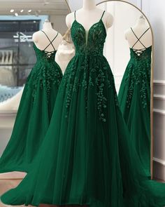 Green Prom Dresses, Robes Glamour, Green Evening Dress, Green Prom, Green Tulle, Lace Party Dresses, Lace Formal Dress, Long Prom Dresses, Green Prom Dress