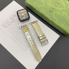 Premium Leather Craftsmanship: This Apple Watch strap is made from high-quality leather, offering a luxurious feel and ensuring long-lasting durability. The leather's supple texture enhances comfort and elegance. Iconic Gucci Metal Monogram: Featuring the iconic Gucci metal monogram, this strap adds a touch of brand prestige and sophistication, making it a standout accessory for fashion-conscious individuals. Elegant and Stylish Design: The combination of premium leather and the distinctive m... Luxury Adjustable Watch Accessories For Formal Occasions, Luxury Adjustable Formal Watch Accessories, Apple Watch Leather Strap, Leather Apple Watch, Luxury Phone Case, Buy Gucci, Monogrammed Leather, Apple Watch Strap, Gift Accessories