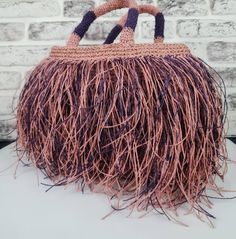 Custom Beach Bag ,in pink and purple color Large Tote Bag, Bride Beach Bag, Bridesmaid Tote Purse,  It is unique and fantastic tote. This amazing bag is handmade and designed by me.  Pink Purple Fringed Tote, Straw Bags,  Tote Bag Personalized Perfect bridal gift.  Woman Aesthetic Tote Purse, Luxury Bag, This is a Vegan Purse . It will be perfect mother's day gift bag in the style, Gift, mother of the bride gift from daughter, mother daughter gift Feauture I made this fantastic and trendy tote b Custom Beach Bags, Tan Leather Handbags, Boho Clutch, Bridesmaid Gift Bags, Vegan Purses, Mother Daughter Gifts, Bridesmaid Bags, Purse Pink, Beach Bride