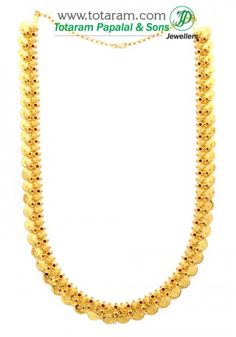 22K Gold 'Mango Lakshmi Kasu Mala' / Kasulaperu Long Necklace with Beads - 235-GN1512 in 81.100 Grams Yellow Gold Kundan Necklace For Diwali Puja, Yellow Gold Round Temple Necklace With Meenakari, Yellow Gold Kundan Necklace For Puja And Festivals, 22k Gold Meenakari Temple Necklace For Puja, 22k Gold Round Temple Necklace With Meenakari, 22k Gold Temple Necklace With Meenakari, 22k Gold Hallmarked Temple Necklace For Diwali, Diwali 22k Gold Hallmarked Temple Necklace, Diwali Hallmarked 22k Gold Temple Necklace