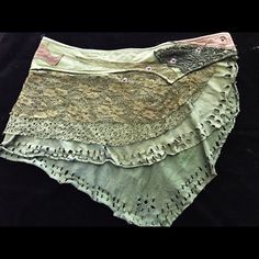 This Is A One Of A Kind, Brand New, Handmade Festival-Type Skirt. Made Of Green Lace And Cotton. As You Can See, It’s Gorgeous! Never Worn. No Stains Or Tears. It Adjustable With A Row Of Bottoms To To Fit To Your Size. Because Of This I Can’t Say What Specific Size It Is, But Could Fit A Medium Or Large Waist. It Is Missing One Button That Is Easily Replaceable. Sage Green Mini Skirt, Avant Apocalypse, Boo Ideas, Boho Mini Skirt, Mini Skirt Fits, Festival Fairy, Y2k Winter, Fairy Halloween, Rave Outfits Edc