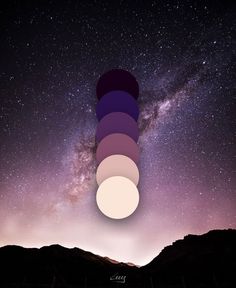 an image of the night sky with many different colors and shapes in front of it