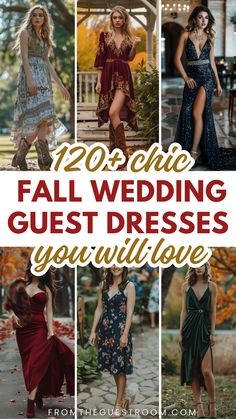 women wear wedding guest dresses for fall Rustic Outfit For Women Wedding Guest, Fall Dresses Green, Boho Fall Wedding Guest Dress, Fall Color Dresses For Wedding, Boho Wedding Outfits For Guest, Wedding Guest Dress Fall Petite, Fall Wedding Guest Dress With Booties, Southwestern Wedding Guest Outfit, What To Wear To An October Wedding As A Guest