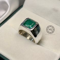 Ring Details - Sterling Silver 925 - Natural Emerald 3.50ct Approximate - Natural Emerald Octagonal step cut - May Birthstone - solid Ring - Handmade Ring - Ring Weight 15.00 to 20.00 grams Approximate According to Ring Size - Available in all Sizes ( Please make sure about your ring sizes) - DM for Customizations NOTE: - Our Products are Made to Order According to Customer's Expectations So It May Take Some Time. Because We Work on Our Products Very Professionally and Passionately We Will Be Ve Fine Jewelry Octagon Ring With Polished Finish, Luxury Sterling Silver Polished Emerald Ring, Modern Formal Emerald Jewelry, Modern Polished Emerald Ring For Anniversary, Classic Octagon Jewelry With Polished Finish, Classic Emerald Ring With Rectangular Stone For Formal Occasions, Classic Emerald Ring With Rectangular Stone For Formal Events, Modern Emerald-cut Jewelry With Polished Finish, Classic Emerald Jewelry With Rectangular Stone