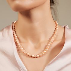 18" or 16” Single Strand 7.5-8mm AAA or AAAA Pink Freshwater Pearl Necklace Choose this lavish AAA or AAAA pink freshwater pearl strand necklace for a dose of show-stopping color and mesmerizing uniqueness of these wondrous pearls. Colored pearls display harmonious body colors that uplift your wardrobe to another level of elegance. Treat yourself to a gorgeous 18-inch or 16-inch long single-strand freshwater pearl necklace. Set the bar high for glamour with this heirloom-worthy pearl 7.5-8mm str Pink Single Strand Akoya Pearl Necklace, Pink Akoya Pearl Single Strand Necklace, Pink Akoya Pearl Necklaces With Round Beads, Pink Akoya Pearl Round Bead Necklace, Classic Rose Gold Necklaces With Round Beads, Elegant Rose Gold Pearl Necklace With Round Beads, Formal Pink Akoya Pearl Necklace, Elegant Pink Akoya Pearl Necklace, Classic Rose Gold Akoya Pearl Necklace