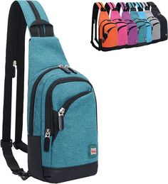 Small Sling Bag for Women Mens Convertible Crossbody Backpack Shoulder Chest Daypack with Zipper Strap for Hiking Portable Blue Backpack For Outdoor, Multifunctional Outdoor Chest Bag With Zipper, Multifunctional Chest Bag For Travel With Zipper Closure, Multifunctional Chest Bag For Travel With Zipper, Multifunctional Travel Chest Bag With Zipper Closure, Travel Chest Bag With Anti-theft Pocket Backpack Style, Versatile Blue Backpack For Outdoor Activities, Blue Crossbody Chest Bag For Outdoor, Blue Nylon Bag With Anti-theft Pocket