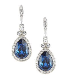 Givenchy Blue Stone Drop Earrings | Dillard's Dark Blue Earrings, Blue Sapphire Earrings, Givenchy Jewelry, Stone Drop Earrings, Sterling Silver Filigree, Gold Filled Earrings, Stone Crystal, Crystal Drop Earrings, Fantasy Jewelry