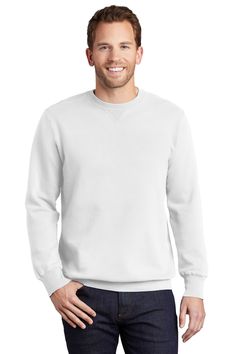 Beach Wash ® Garment-Dyed Crewneck Sweatshirt - WHITE - XL | Port & Company Men's Beach Wash Garment-Dyed Crewneck Sweatshirt in White Size XL | Fleece White Cotton Crew Neck Sweats, White Relaxed Fit Casual Sweats, White Casual Relaxed Fit Sweats, Casual White Relaxed Fit Sweats, Casual White Cotton Sweats, White Relaxed Fit Crew Neck Sweats, White Crew Neck Casual Sweats, White Casual Crew Neck Sweats, Casual White Crew Neck Sweats