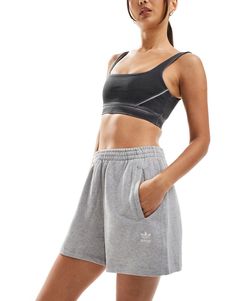 Shorts by adidas Originals Off-duty mood High rise Inner drawstring waistband Side pockets adidas logo embroidery Relaxed fit Adidas Shorts Outfit, Grey Sweatshorts, Essential Shorts, Nike Zoom Vomero 5, Zoom Vomero 5, Adidas Grey, Vomero 5, Cocktail Dress Formal, Winter Party Dress