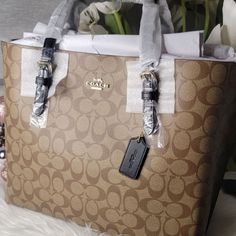 Coach Mollie Tote In Signature Canvas Color:Gold/Khaki/Black Product Details Signature Coated Canvas And Smooth Leatherinside Multifunction Pocketzip-Top Closure, Fabric Lininghandles With 10 1/4" Dropside Open Compartments13 1/4" (L) X 11" (H) X 5" (W) Brand New Coach Mollie Tote, Coach Mollie, Madison Brown, Coach Parker, Bags Coach, Convertible Bags, Brown Leather Bag, Signature Canvas, Coach Leather