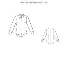 the front and back view of a women's button down shirt