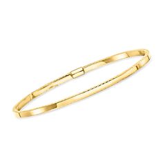 Ross-Simons - Italian 14kt Yellow Gold Ribbed-Edge Bangle Bracelet. 8". RS Pure. Modern designs that complete your outfit and complement your personality. A dainty take on a classic style, this 14kt yellow gold ribbed-edge bangle bracelet was born for simple stacking. Made in Italy. Slip-on, 14kt yellow gold ribbed-edge bangle bracelet. Fine Jewelry Bracelets, Bangle Bracelet, Bangle Bracelets, Classic Style, Jewelry Watches, Jewelry Bracelets, Fine Jewelry, In Italy, Bangles