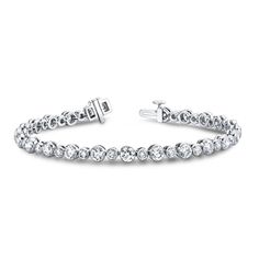 14k White Gold Lab-Grown Diamond Bracelet 7 ct tw by Skyset Diamond Facts, White Gold Diamond Bracelet, Diamond Solitaire Earrings, Gold For Women, Solitaire Diamond Pendant, Ring Mountings, Bracelets Gold Diamond, 2 Carat, Lab Created Diamonds