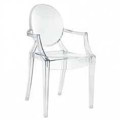 a clear plastic chair on a white background