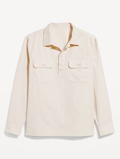 spread collar long sleeves buttoned cuffs buttoned placket button-flap chest pockets loose fit hits at hip model is approx.  6'1" and wears size mmachine wash according to the care instruction label