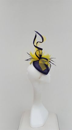 Purple and Yellow Fascinator Wedding Hatinator Mother of the | Etsy Adjustable Yellow Evening Fascinator, Yellow Spring Fascinator, Luxury Purple Summer Fascinator, Luxury Adjustable Purple Fascinator, Yellow Fascinator, Purple Hat-shaped Fascinator For Wedding, Navy Fascinator, Mother Of The Bride Hats, Fashion Competition