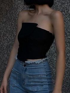 Irregular Two Pieces Bandeau Top Edgy Strapless Summer Tops, Edgy Fitted Bandeau Top, Edgy Bandeau Top For Spring, Asymmetrical Tube Top For Spring Night Out, Edgy Strapless Party Tops, Street Y2k, Bandeau Tops, Punk Inspiration, Edgy Look