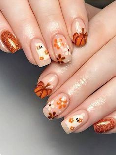 Autumn Manicure, Nagellack Trends, Pumpkin Nails, Smink Inspiration, Purple Nail, Nail Art Set, Makijaż Smokey Eye