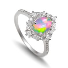 PRICES MAY VARY. 🤞OPAL PROMISE RING : Exquisite Opal Jewelry for Women's Unforgettable Moments MATERIAL : Natural Ethiopian Opal Sterling 925 Silver ring With AAA++ Zircons 💍White Opal Engagement Ring : A Stunning Choice for Opal Ring Lovers, Including Poison Ring Opal Unique Designs 🎁 DISCOVER SUPERB GIFT 💝 : These Elegant Women’s Opal rings Come in a Beautiful Jewelry Box and Include a Premium Jewelry Cleaning Cloth! 🤝SATISFACTION GAURANTEE : This beautiful Opal ring comes with 3 Months P Unique Promise Rings For Her, White Opal Engagement Ring, Rainbow Stuff, Opal Promise Ring, Ring For Engagement, Unique Promise Rings, Poison Ring, Premium Jewelry, Jewelry Cleaning