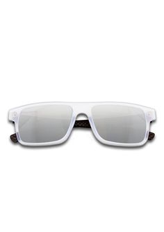 Hybrid - Cubic White Acetate Sunglasses With Polarized Lenses, White Acetate Sunglasses With Uva Protection, Classic Clear Plastic Sunglasses, Clear Acetate Sunglasses With Uva Protection, Clear Rectangular Plastic Sunglasses, Rectangular Clear Plastic Sunglasses, Clear Plastic Rectangular Sunglasses, Clear Acetate Wayfarer Sunglasses, White Rectangular Glass Sunglasses