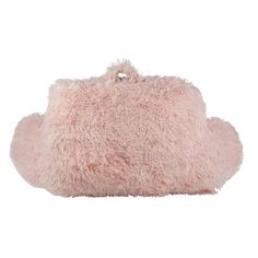 a pink furry purse with an attached strap