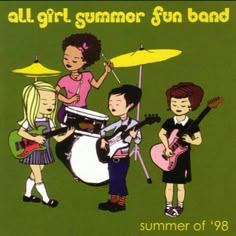 an advertisement for the summer of'98 featuring children playing instruments and singing with drums