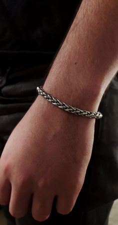 Stainless Steel Braided Bracelet With Clasp, Everyday Stainless Steel Braided Bracelet, Modern Chain Link Bracelets For Streetwear, Casual Metal Chain Bracelet For Everyday, Casual Everyday Bracelets With Stainless Steel Clasp, Casual Bracelets With Stainless Steel Clasp For Everyday, Stainless Steel Braided Jubilee Bracelet For Everyday, Modern Silver Chain Bracelet For Streetwear, Modern Metal Braided Bracelet For Everyday