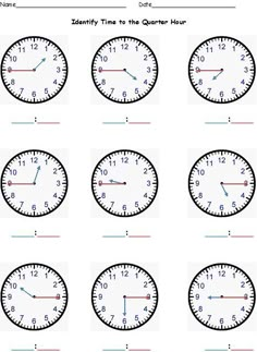 printable time worksheet for kids to learn how to tell the time on clocks