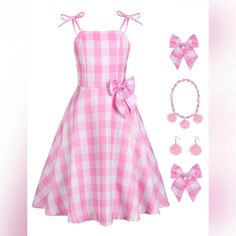 F3.3469.0524 New Without Tags Size: Medium Msrp: $36.99 Packing List: Pink Plaid Dress * 1pcs, Bow Hairpin * 1pcs, Bow Waist Oranment * 1pcs, Seashell Earrings * 1 Pair, Seashell Necklace * 1pcs. Pink Plaid Costume Dress, Made Of High Quality Polyester For Comfort, Length Is About Knee Length, Adjustable By Straps . Pink Dress For Summer Costume Party, Vintage Pink Dress For Cosplay, Cute Spring Cosplay Dresses, Pink Dress For Costume Party In Spring, Pink Summer Dress For Cosplay, Pink Summer Cosplay Dress, Vintage Summer Dress For Cosplay, Retro Summer Dresses For Costume Parties, Retro Dresses For Summer Costume Party