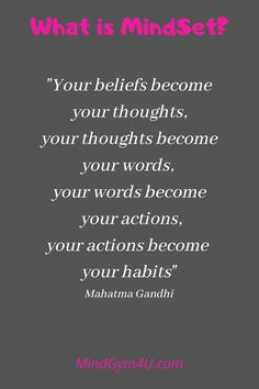 a quote that reads, what is mindset? your beliefss become your thoughts become your