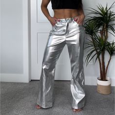 Nwt Metallic Silver Pants Size 14 Measurements In Photos Zipper And Button Closure Small Mark, Shown In Last Photo Super Comfy To Wear Eye Catching Design New To Poshmark? Sign Up With Code Zimmcouture For $10 Off! Straight Leg Bottoms With Pockets For Party, Straight Leg Bottoms For Party, Straight Leg Party Bottoms With Pockets, Trendy Full Length Pants With Button Closure, Fall Party Pants With Button Closure, Trousers With Button Closure For Night Out, Straight Leg Bottoms For Night Out With Button Closure, Fall Party Bottoms With Button Closure, Spring Party Bottoms With Button Closure