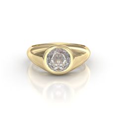 14K Gold 2CT Lab Grown Diamond  Round Signet Ring. You can wear it on all fingers. Its sleek and modern silhouette makes it perfect for everyday wear, blending seamlessly with a variety of styles. This ring is a perfect choice for an alternative engagement ring or a sophisticated Whether you're proposing, celebrating an anniversary, or simply treating yourself, this ring stands out as a symbol of love and individuality. ● 𝗜𝘁𝗲𝗺 𝗗𝗲𝘁𝗮𝗶𝗹𝘀 ● → Main Stone Shape : Round Cut → Main Stone Tota Modern Signet Ring With Round Band For Formal Occasions, Modern Diamond Signet Ring, Modern Diamond Signet Ring With Tension Setting, Modern Ring With Vs Clarity Round Band, Modern Rings With Vs Clarity In Round Band, Classic Yellow Gold Dome Ring With Tension Setting, Classic Dome Ring With Tension Setting As Gift, Modern Rings With Vs Clarity And Round Band, Classic Dome Ring With Tension Setting For Gift