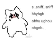 an image of a cartoon character with the words s sniff sniff hygh ohh ughh