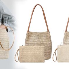 Women Summer Straw Bag Beach Shoulder Handbag Purse Long Handle Buckets Totes Bucket Tote, Straw Beach Bag, Shoulder Handbag, Buckets, Handbag Purse, Long Handles, Shoulder Handbags, Summer Women, Straw Bag