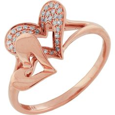 Royal 14K Rose Gold Heart Diamond Ring - 0.16 Carat Total Diamond Weight Pink Gold Heart Promise Ring In Fine Jewelry Style, Pink Gold Heart Ring For Promise, Fine Jewelry, Luxury Rose Gold Diamond Ring For Valentine's Day, Elegant Pink Gold Heart Promise Ring, Rose Gold Promise Ring With Open Heart Shape, Rose Gold Diamond Heart Ring For Promise, Elegant Double Heart Diamond Ring For Valentine's Day, Luxury Rose Gold Heart Ring For Valentine's Day, Valentine's Day Rose Gold Fine Jewelry Heart Ring