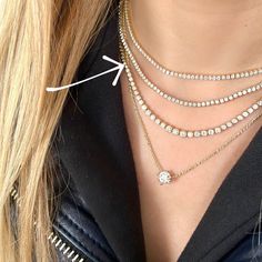 Sparkle all night in our Diamond Bezel Tennis Necklace. Diamonds - GH color, SI clarity Cttw: 2.37 Length: adjustable 15" - 17" Available in 14K Yellow Gold, 14K White Gold and 14K Rose Gold Requires 2-3 weeks for production timeAll 14K and diamond items can be exchanged, no returns Luxury Yellow Gold Tennis Necklace With Sparkling Stones, Luxury Elegant Gemstone Tennis Necklace, Luxury Lab Grown Diamond Tennis Necklace For Gift, Luxury Bezel Set Tennis Necklace, Luxury Baguette Cut Tennis Necklace, Bezel Tennis Necklace, Fine Jewelry 14k Gold Tennis Necklace, 14k Gold Tennis Necklace For Fine Jewelry, Fine Jewelry 14k Gold Round Tennis Necklace