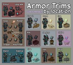 an image of armor items by location in minecraft or other video game style games