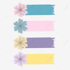 four different colors of paint with flowers on them