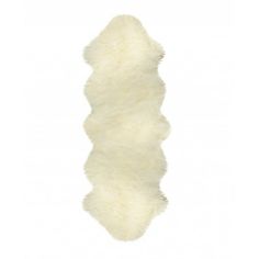 a white sheepskin rug is shown on a white background, with the bottom part of it